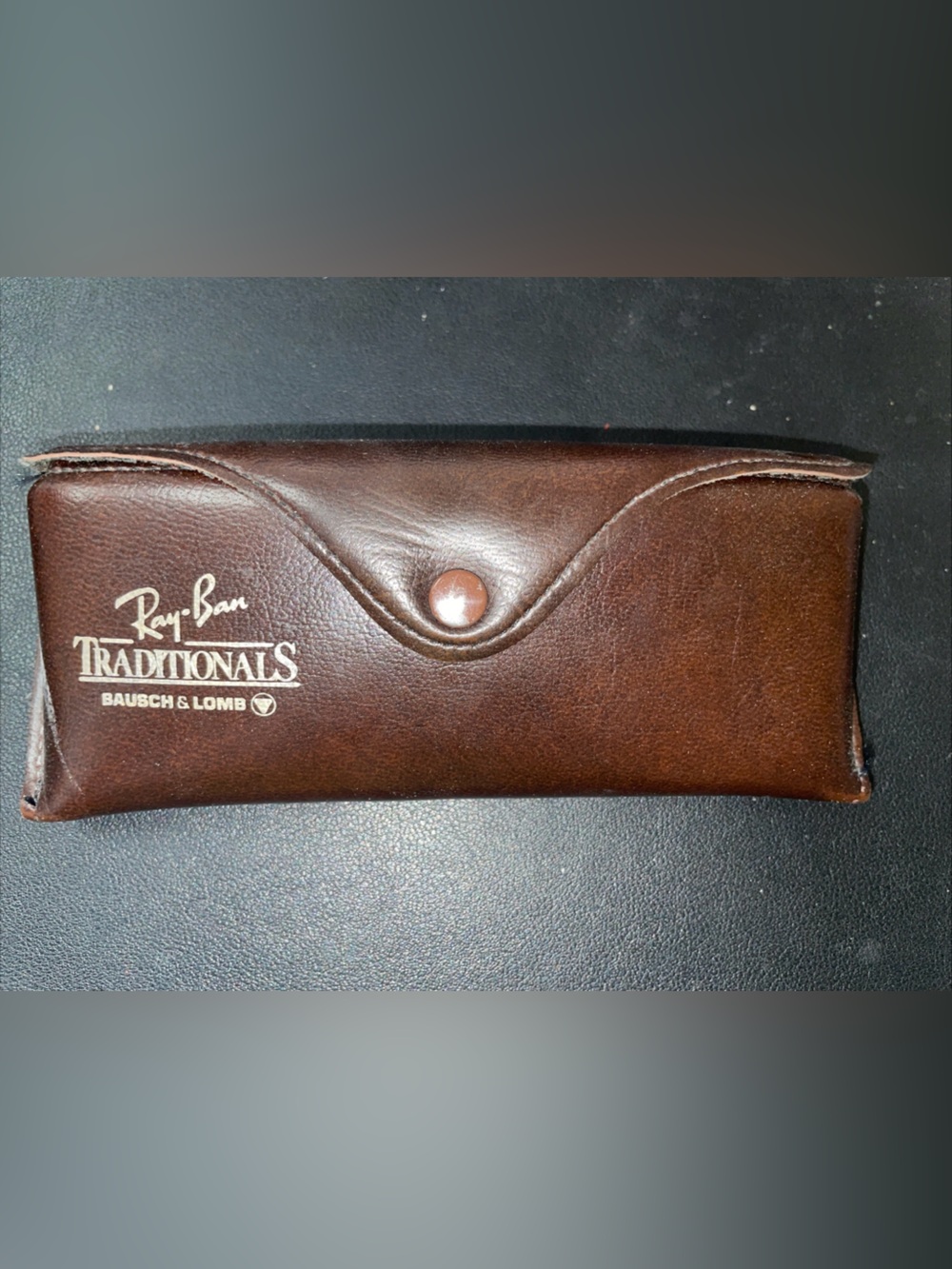 Ray-Ban Brown Leather Sunglasses Pouch with Embossed Logo